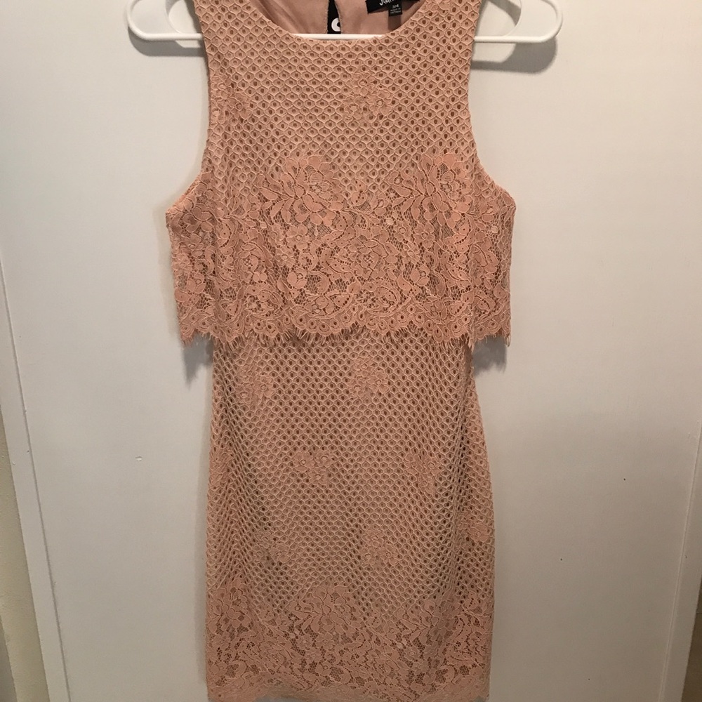 Blush pink lace dress